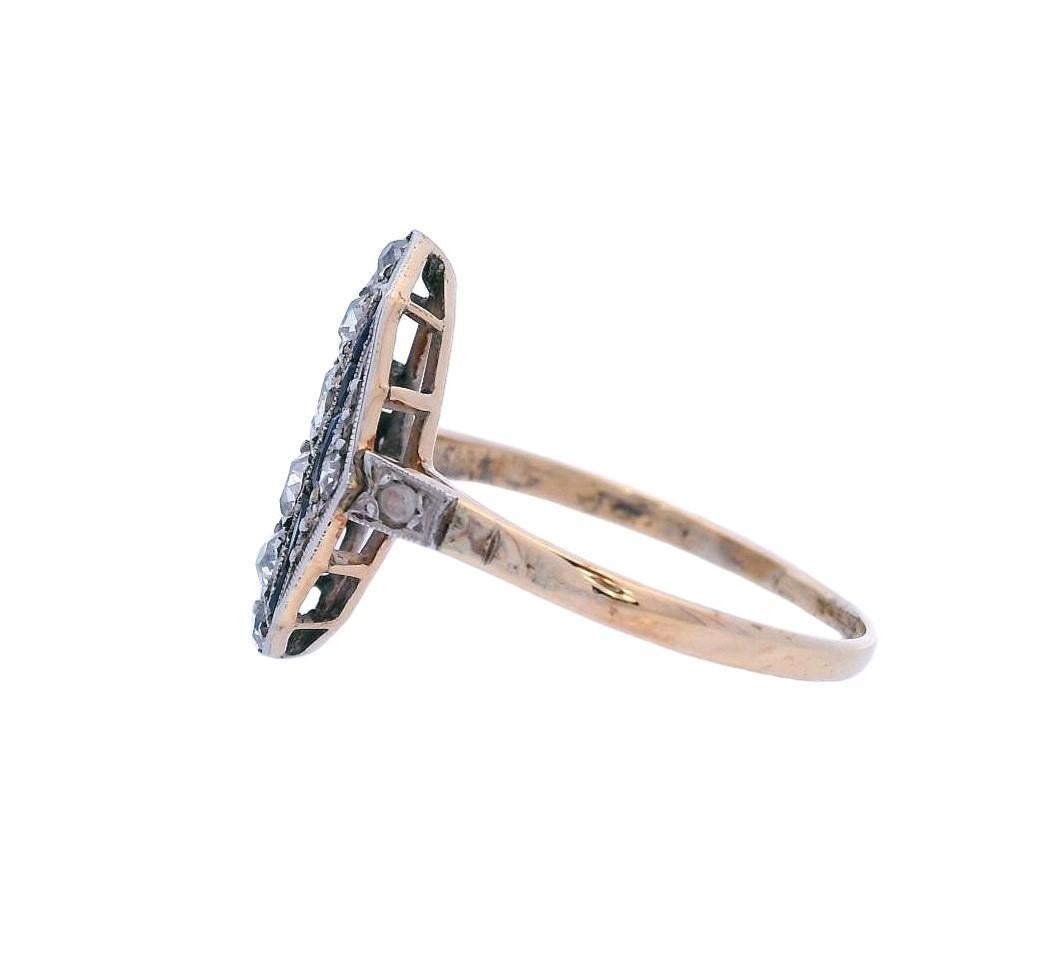 Taille vieille mine Bague Art déco 1920 en or 18 carats et platine avec diamants et saphirs en vente