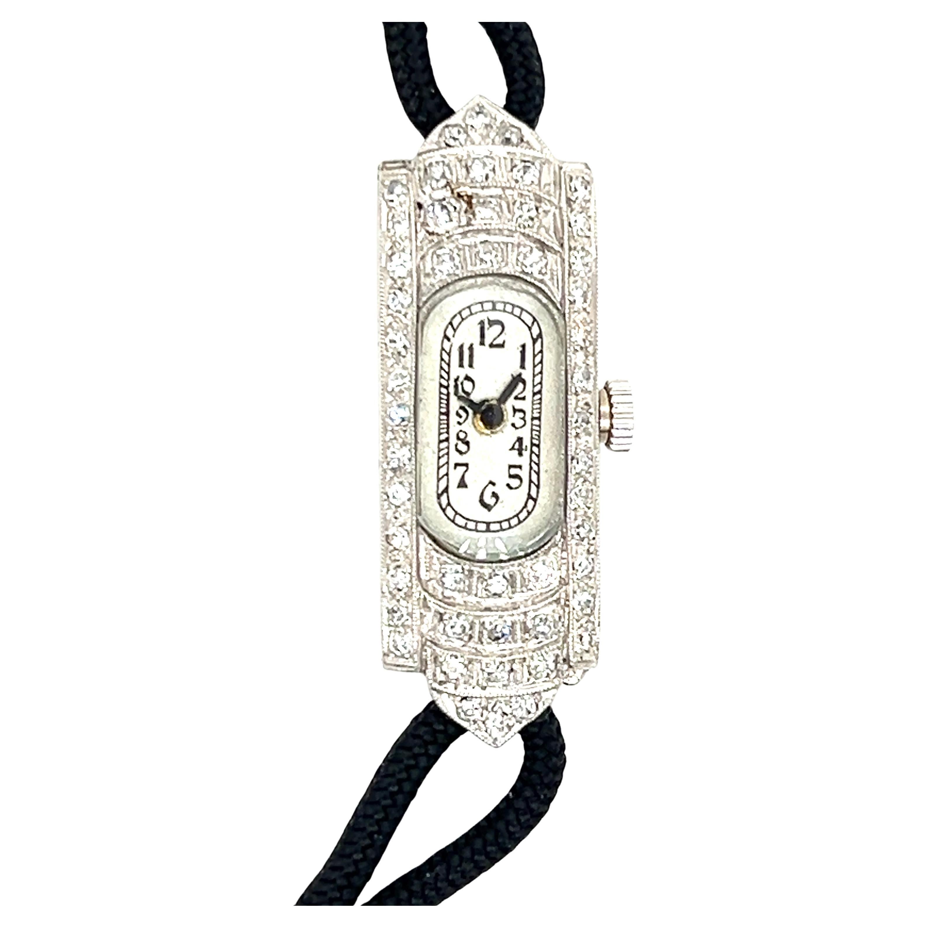 Art Deco 1920s 0.60tcw Diamond Platinum Ladies Watch For Sale at 1stDibs