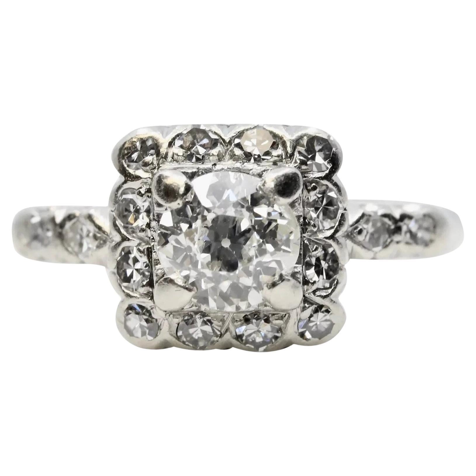 Art Deco 1920's 0.70ct Diamond Engagement Ring in Platinum For Sale