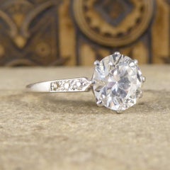 Art Deco 1920s 1.80 Carat Diamond Solitaire Engagement Ring in Platinum