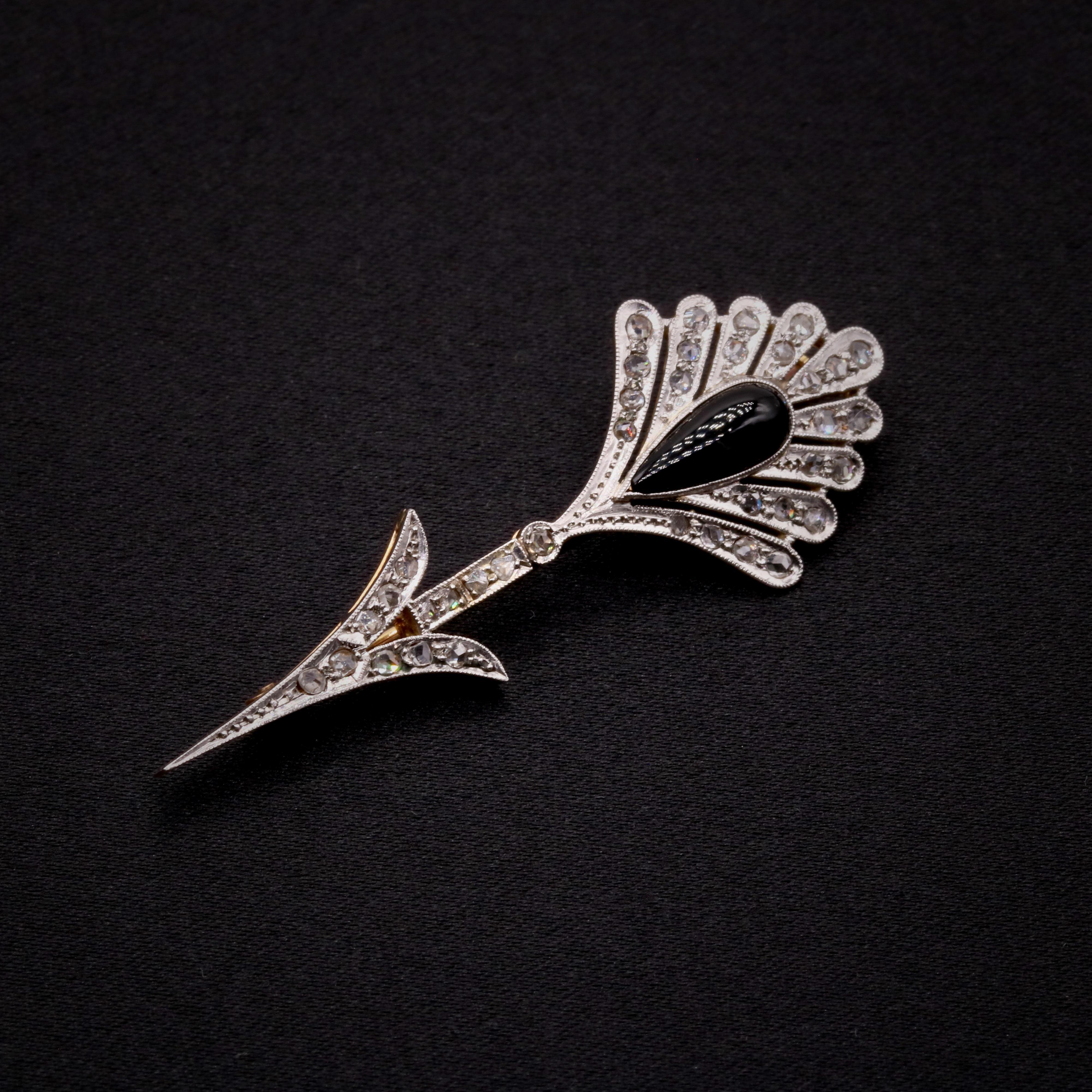 Art Deco 1920s 18K Gold and Platinum Onyx and Diamond Arrow Brooch For ...