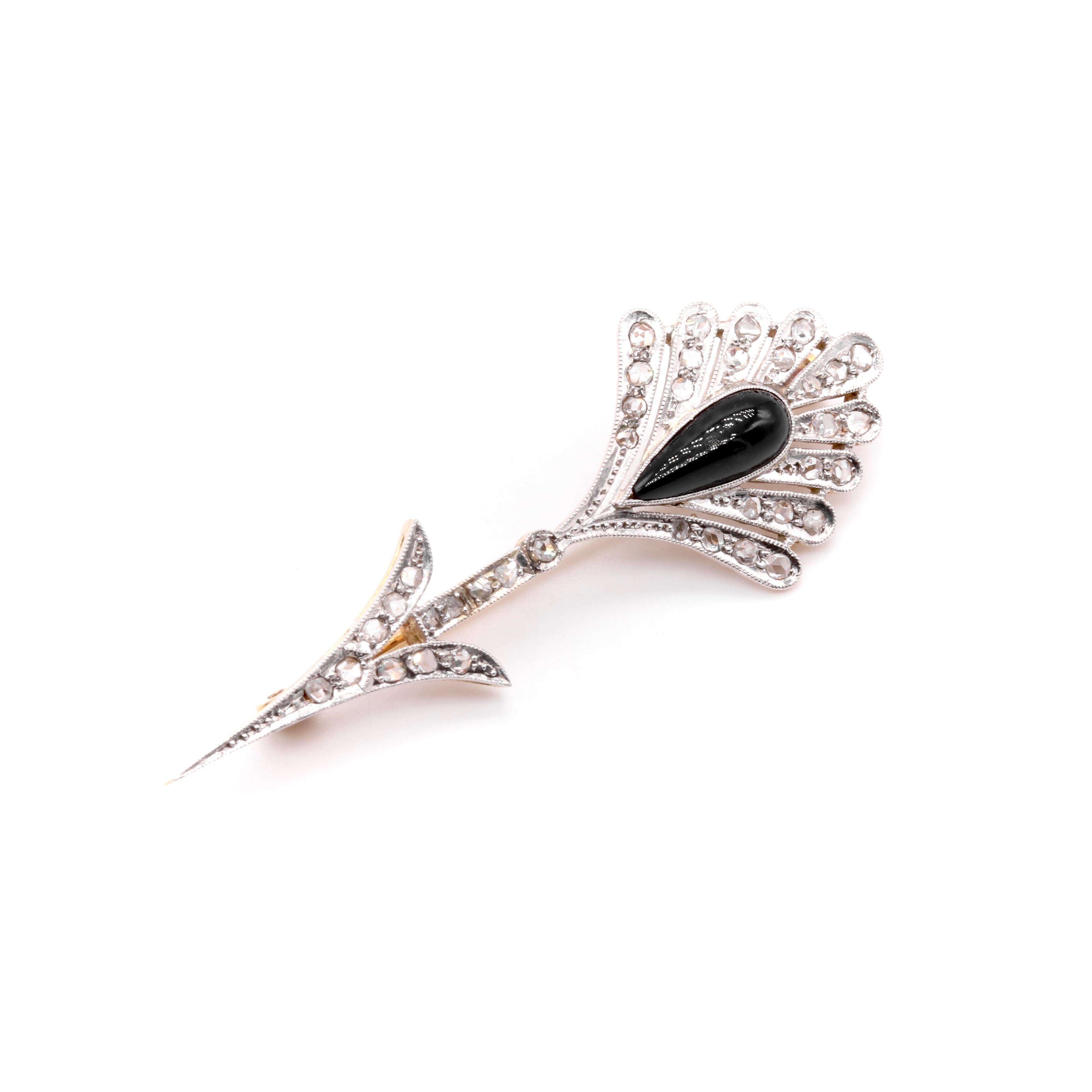 Art Deco 1920s 18K Gold and Platinum Onyx and Diamond Arrow Brooch For ...