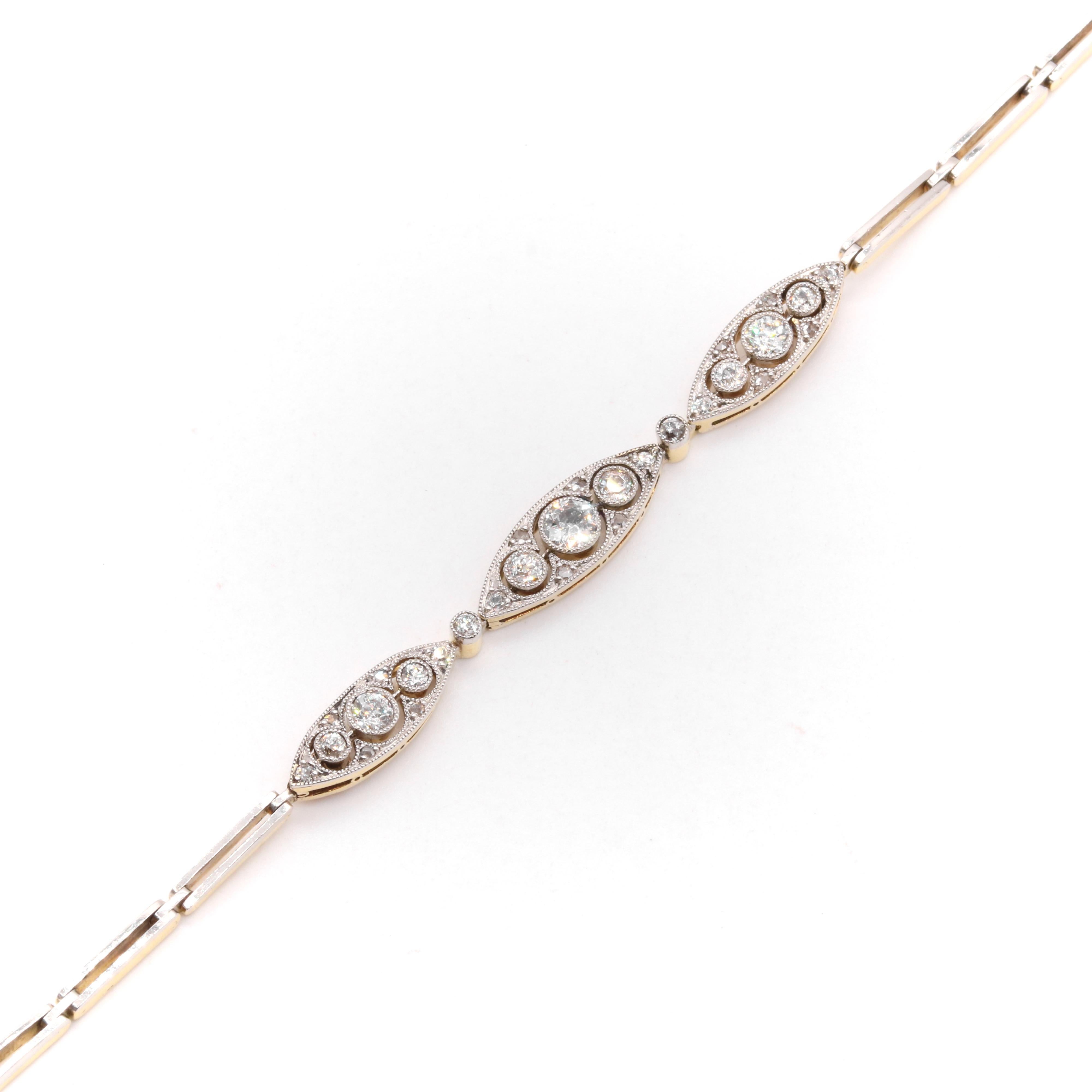 Art Deco 1920s 18K Gold & Platinum 1.3ctw Diamond Bracelet or Brooch In Good Condition For Sale In Staines-Upon-Thames, GB