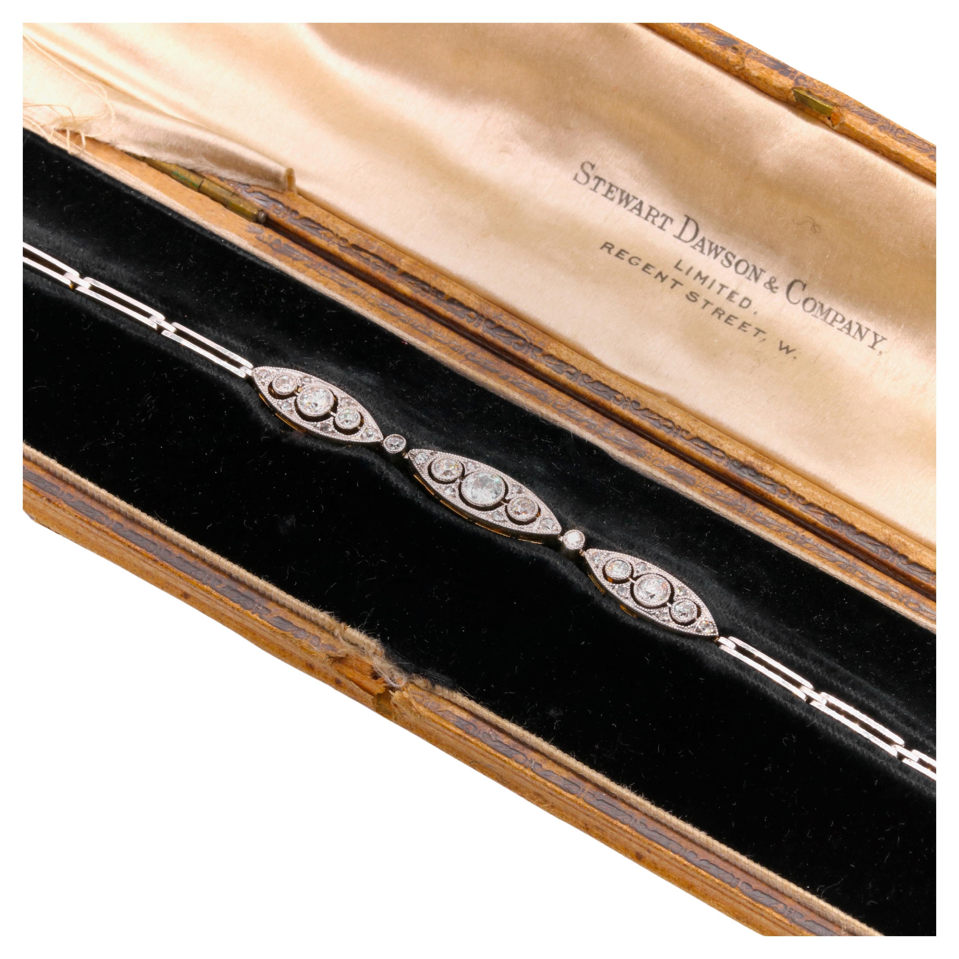 Art Deco 1920s 18K Gold & Platinum 1.3ctw Diamond Bracelet or Brooch For Sale