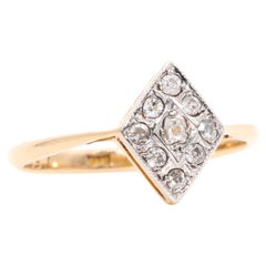 Art Deco 1920s 18K Yellow Gold & Platinum Lozenge Shaped Diamond Ring