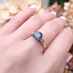 Art Deco 1920s 2 Carat Blue Zircon 18 Carat Platinum Engagement Ring