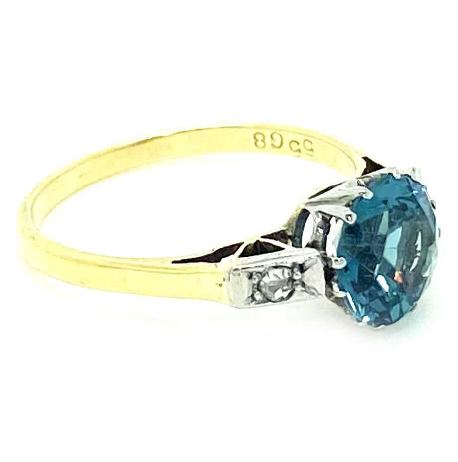 Brilliant Cut Art Deco 1920s 2 Carat Blue Zircon 18 Carat Platinum Engagement Ring
