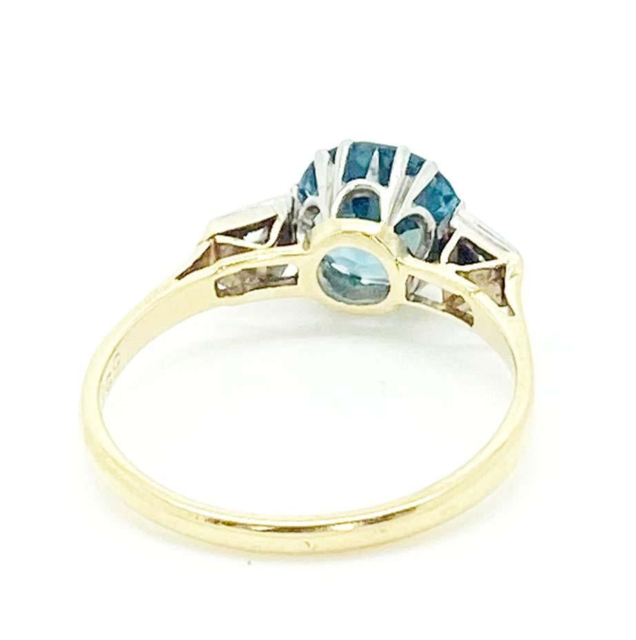 Art Deco 1920s 2 Carat Blue Zircon 18 Carat Platinum Engagement Ring In Excellent Condition In London, GB