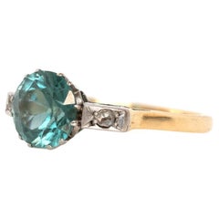 Art Deco 1920s 2 Carat Blue Zircon 18 Carat Platinum Engagement Ring