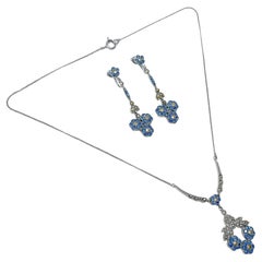 Collana e orecchini vintage in pasta blu e marcasite Art of Vintage 1920s
