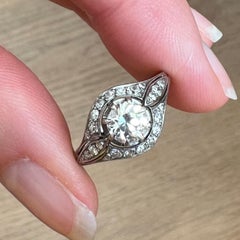 Art Deco 1920's Brilliant Cut Diamond 0.58 Carat Platinum Ring