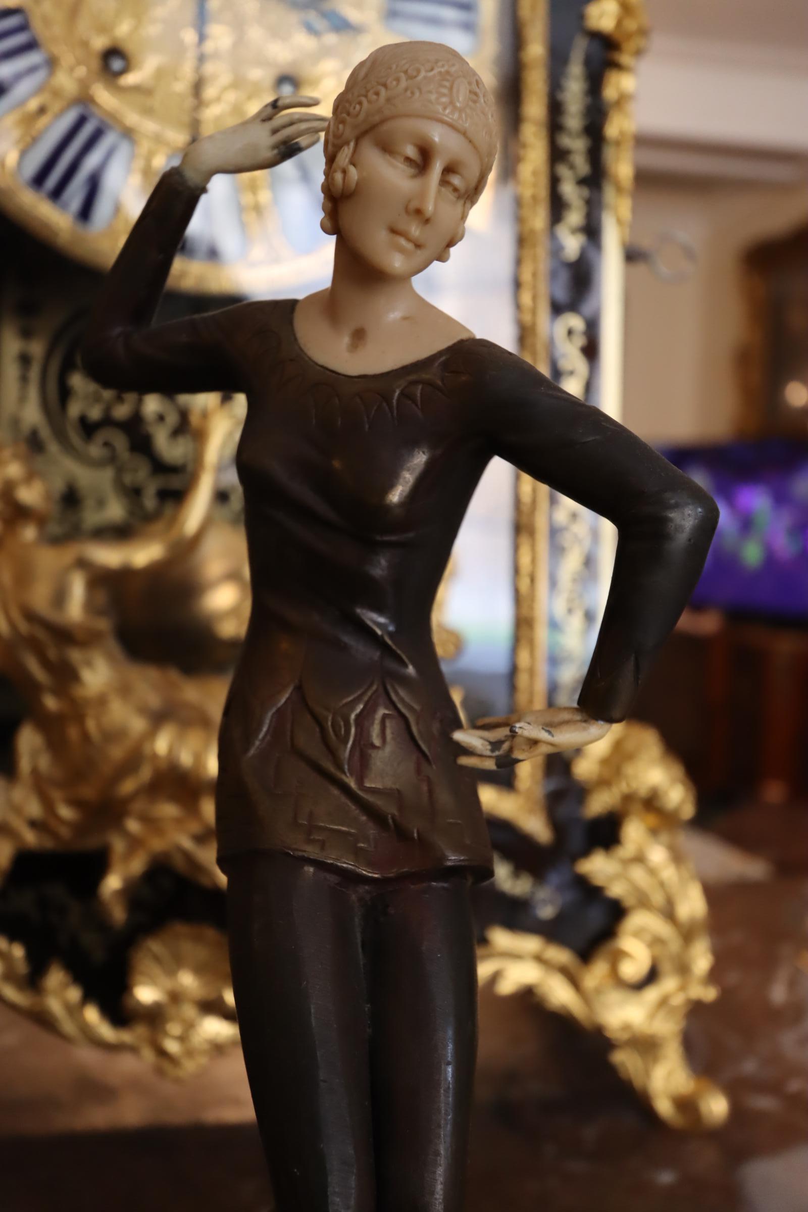 Art Deco 1920's Bronze and Bone Figurine, 'Ballerina' In Good Condition For Sale In Lincoln, GB