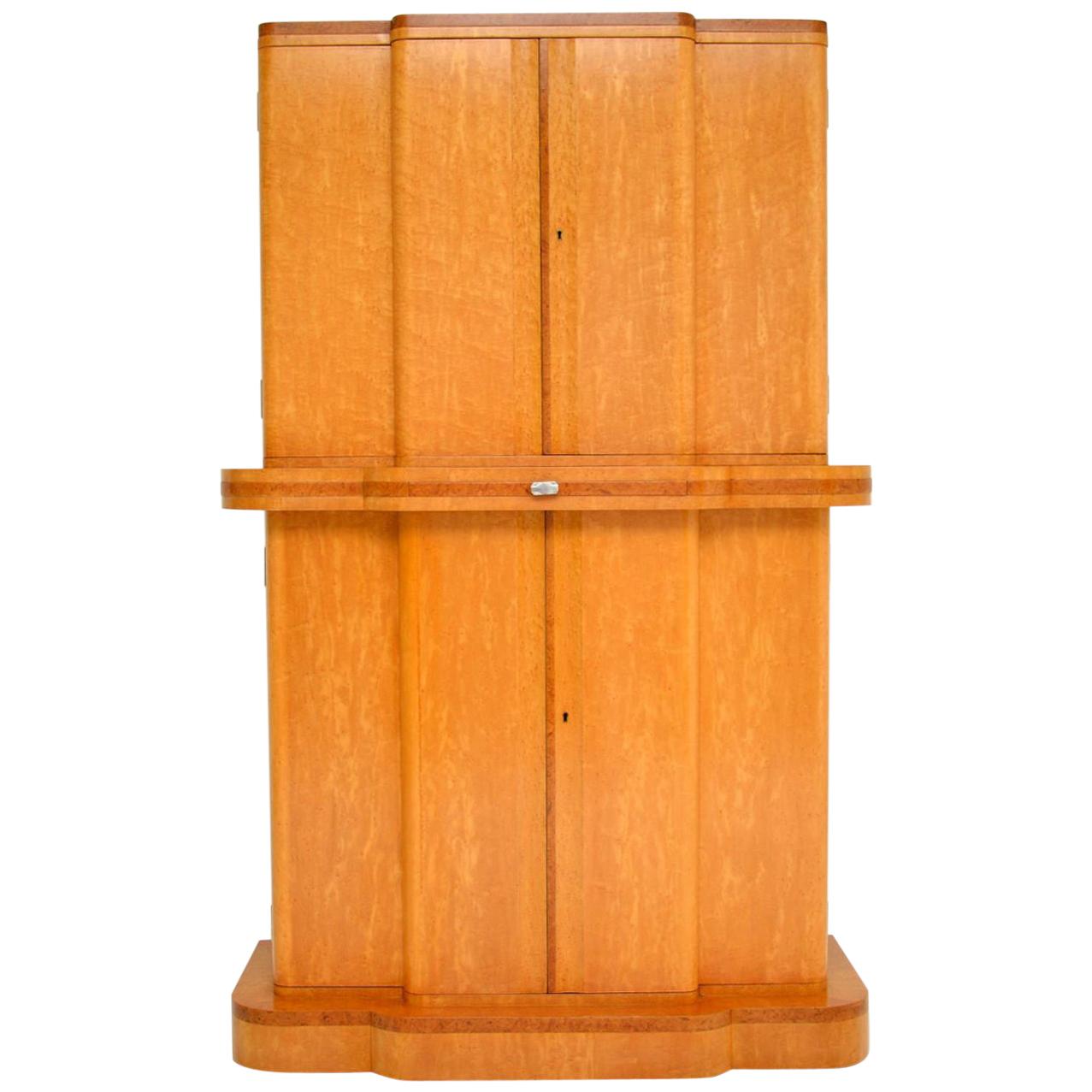 Art Deco 1920s Burr Maple and Walnut Cocktail Cabinet