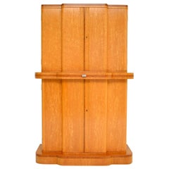 Art Deco 1920s Burr Maple and Walnut Cocktail Cabinet