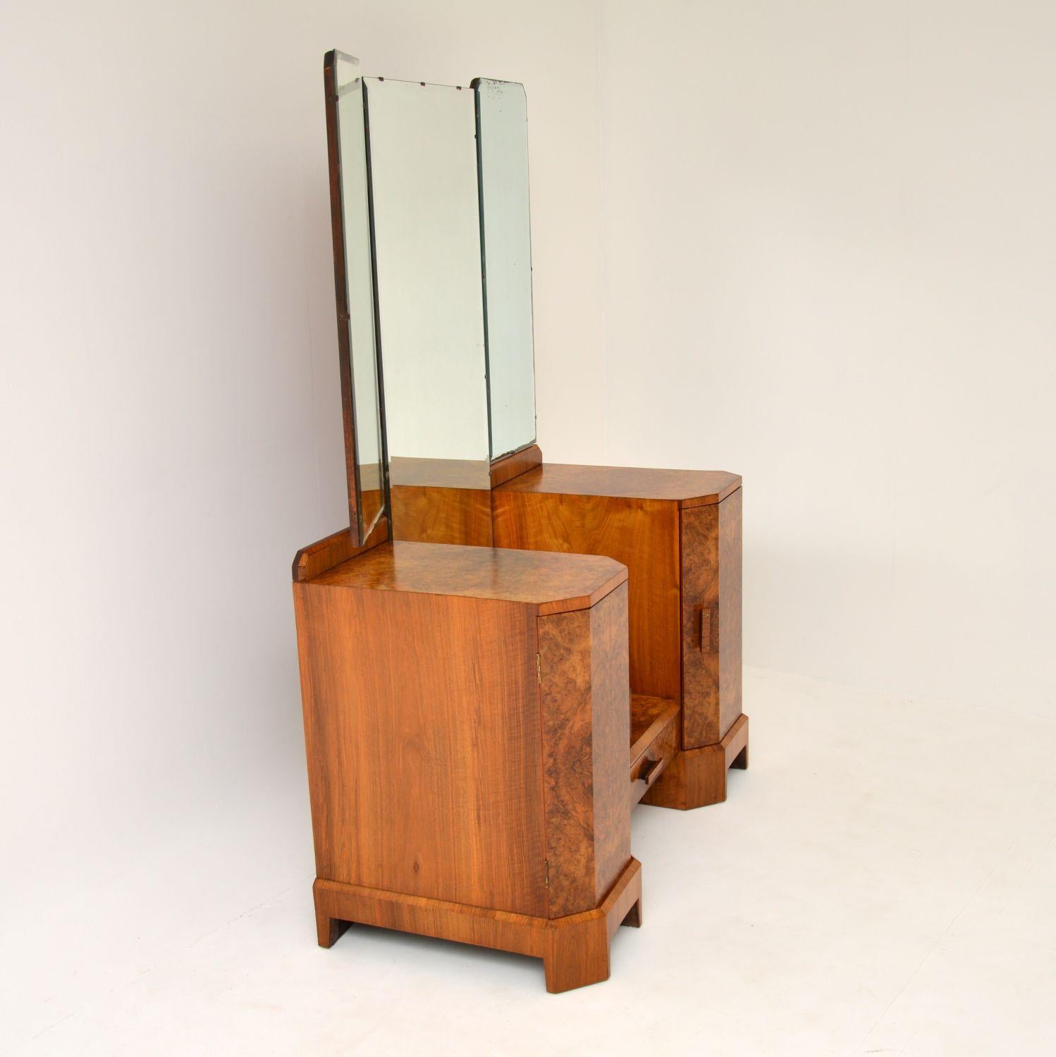 English Art Deco 1920s Burr Walnut Dressing Table