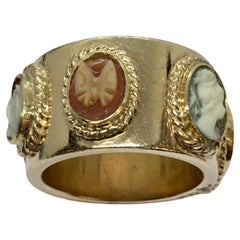 Art Deco 1920s Cameo Band Fatto a mano con marchio di garanzia in oro 14K 19,7 Grammi Misura 6,5