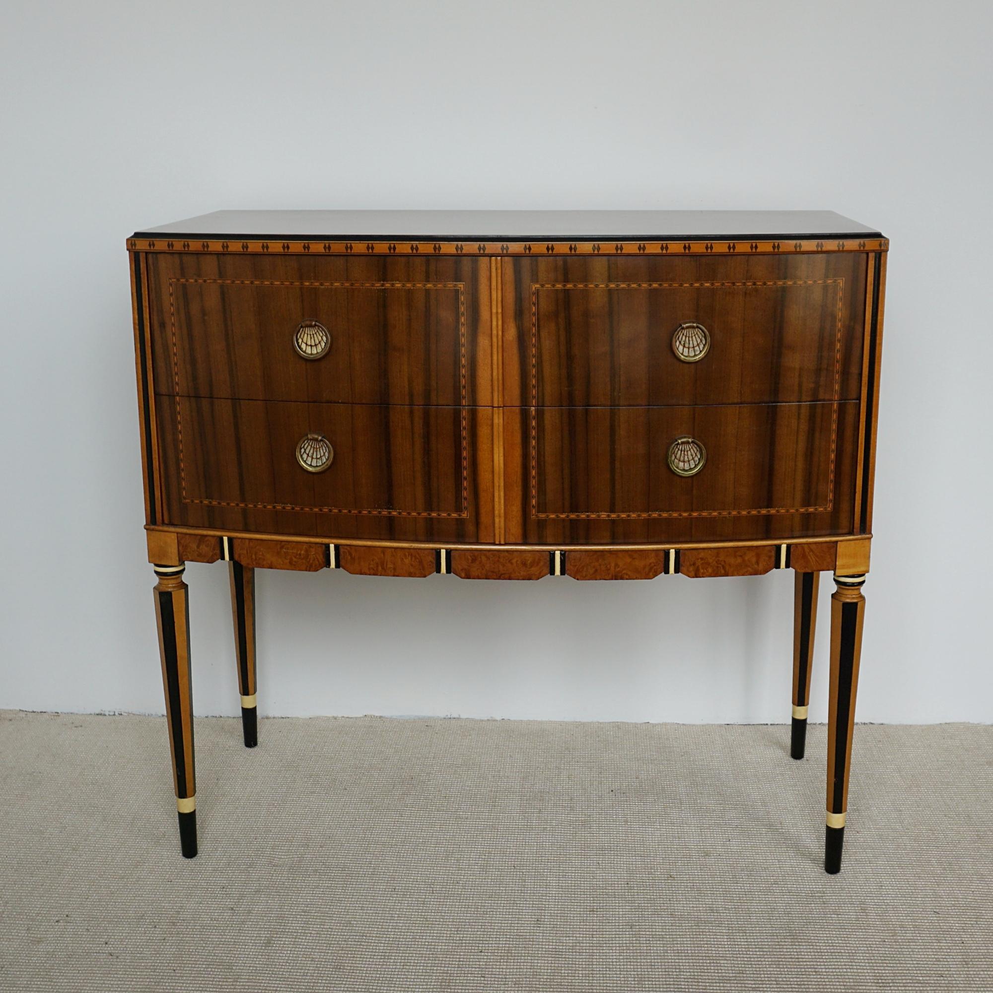 Art Deco 1920's Chest of Two Drawers Walnut and Satinwood with Ebonised Inlay For Sale 9