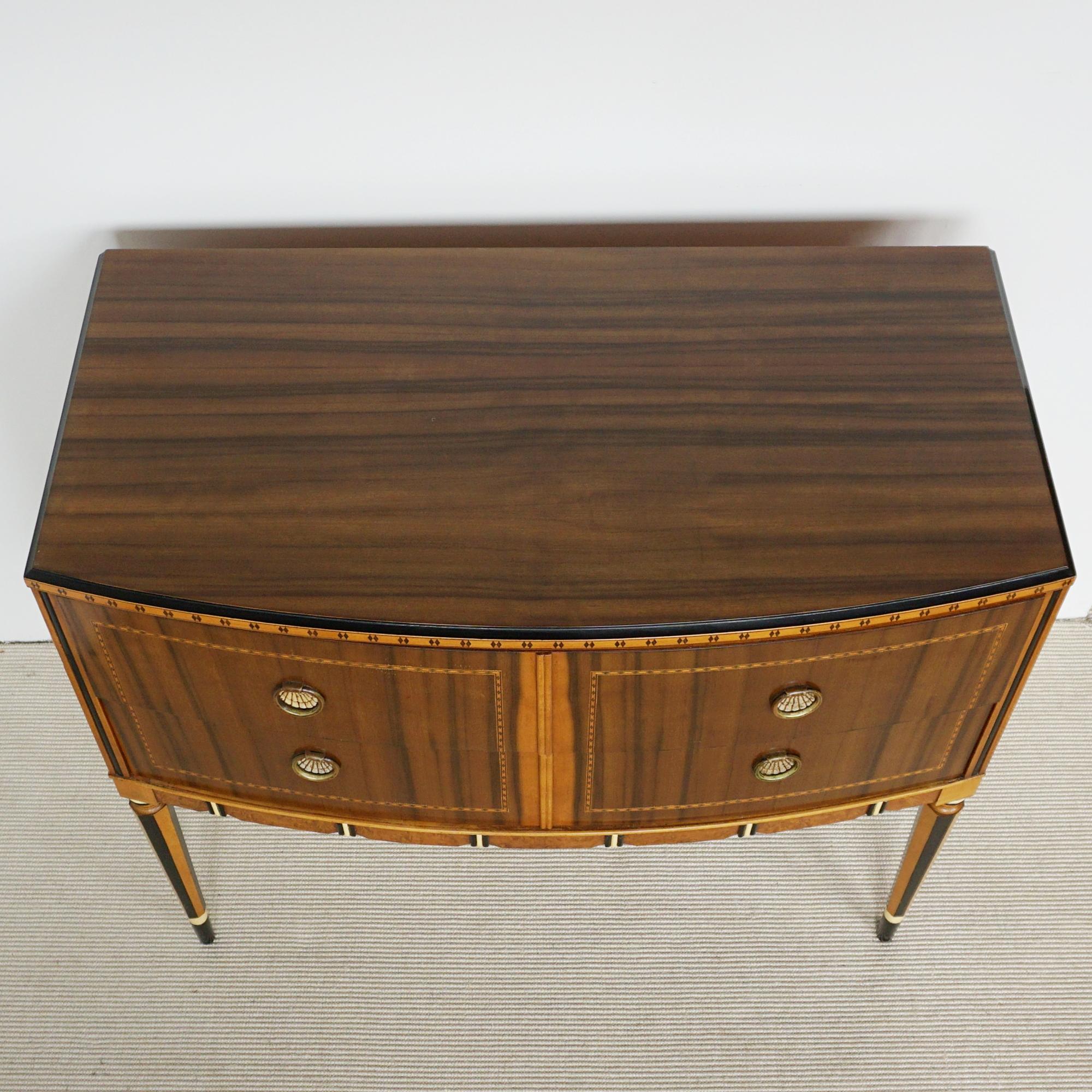 Art Deco 1920's Chest of Two Drawers Walnut and Satinwood with Ebonised Inlay For Sale 2