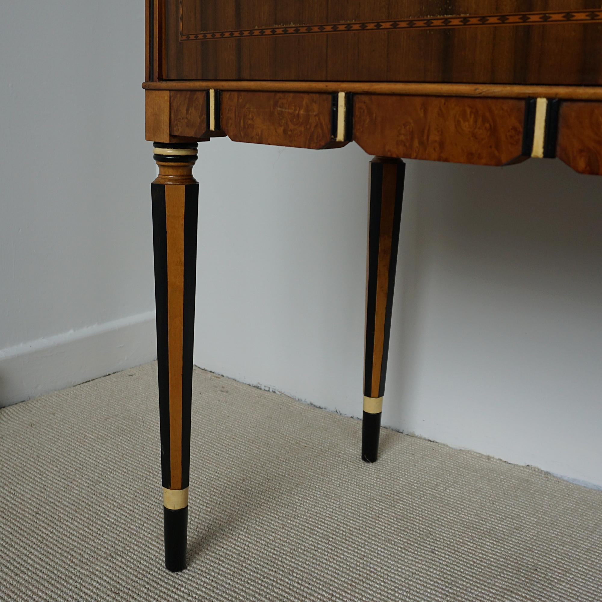 Art Deco 1920's Chest of Two Drawers Walnut and Satinwood with Ebonised Inlay For Sale 3