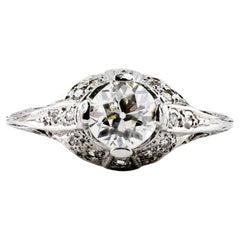 Art Deco 1920's Diamond 0.90ctw Filigree Vintage Engagement Ring in Platinum