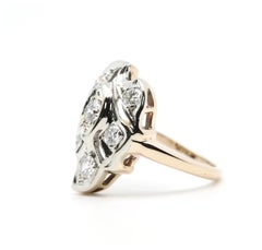 Art Deco 1920's Diamond Filigree Dome Engagement Ring in Platinum