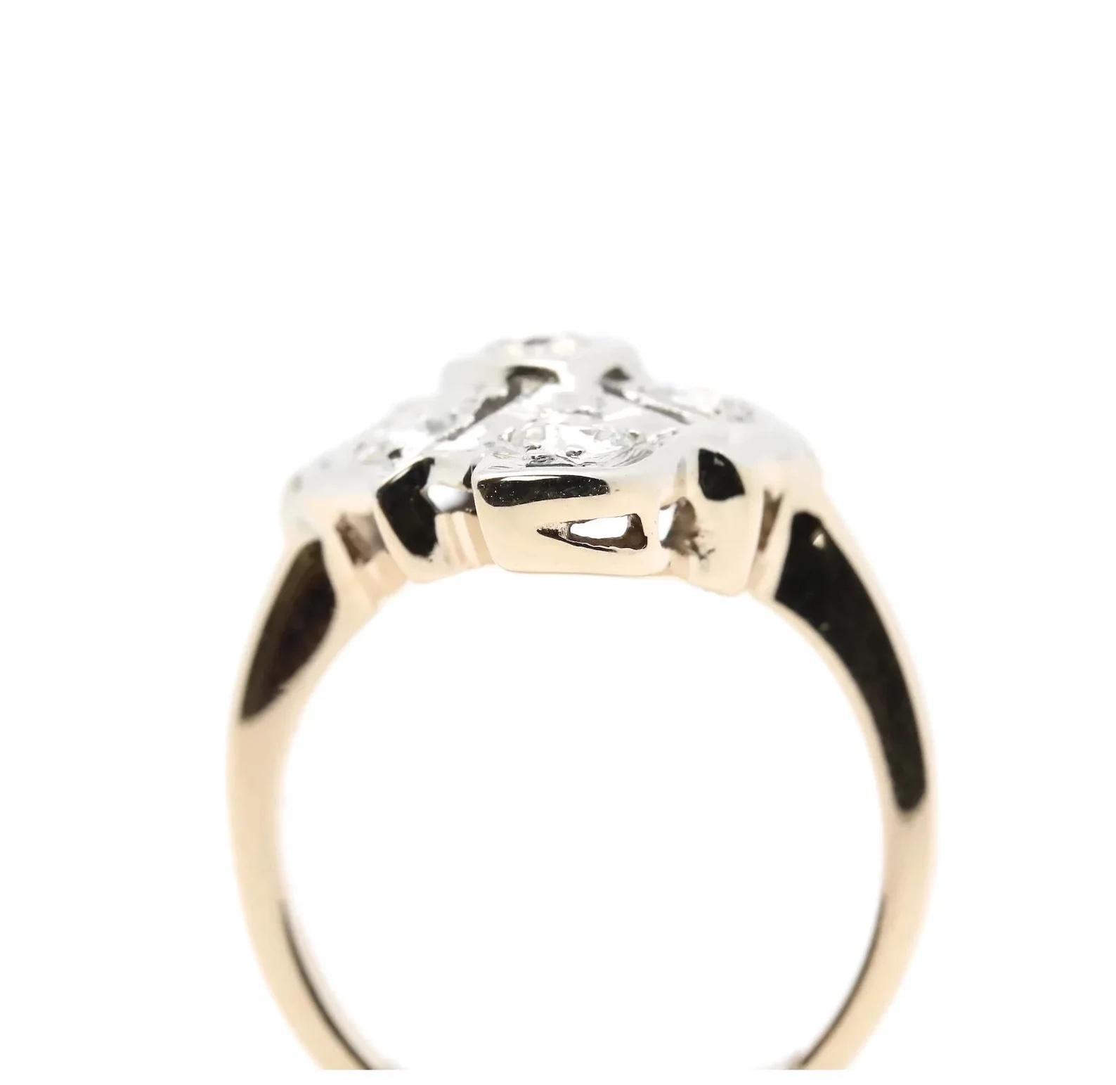 Old European Cut Art Deco 1920's Diamond Filigree Dome Engagement Ring in Platinum