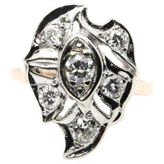 Retro Art Deco 1920's Diamond Filigree Dome Engagement Ring in Platinum