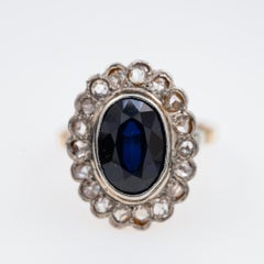 Art Deco 1920's Diana Sapphire Diamond in 18K Solid Gold Heirloom Ring