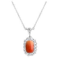 Art Deco 1920's Dutch Antique Coral 2.00ct Oldminecut Diamond Necklace Heirloom