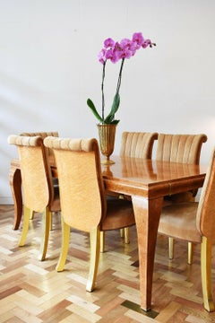 Ensemble de table et six chaises de salle à manger Art déco français, années 1920