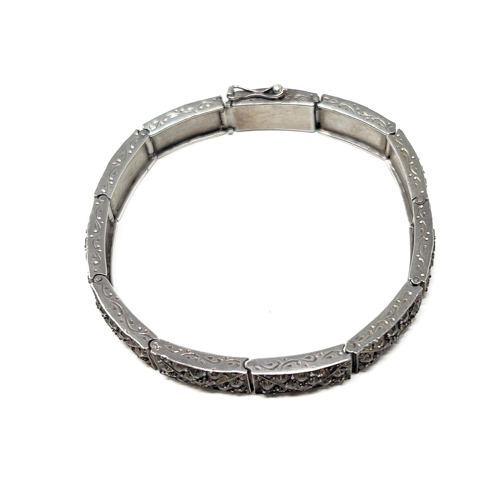 Art Deco 1920s German Silver and Paste Vintage Bracelet For Sale 6