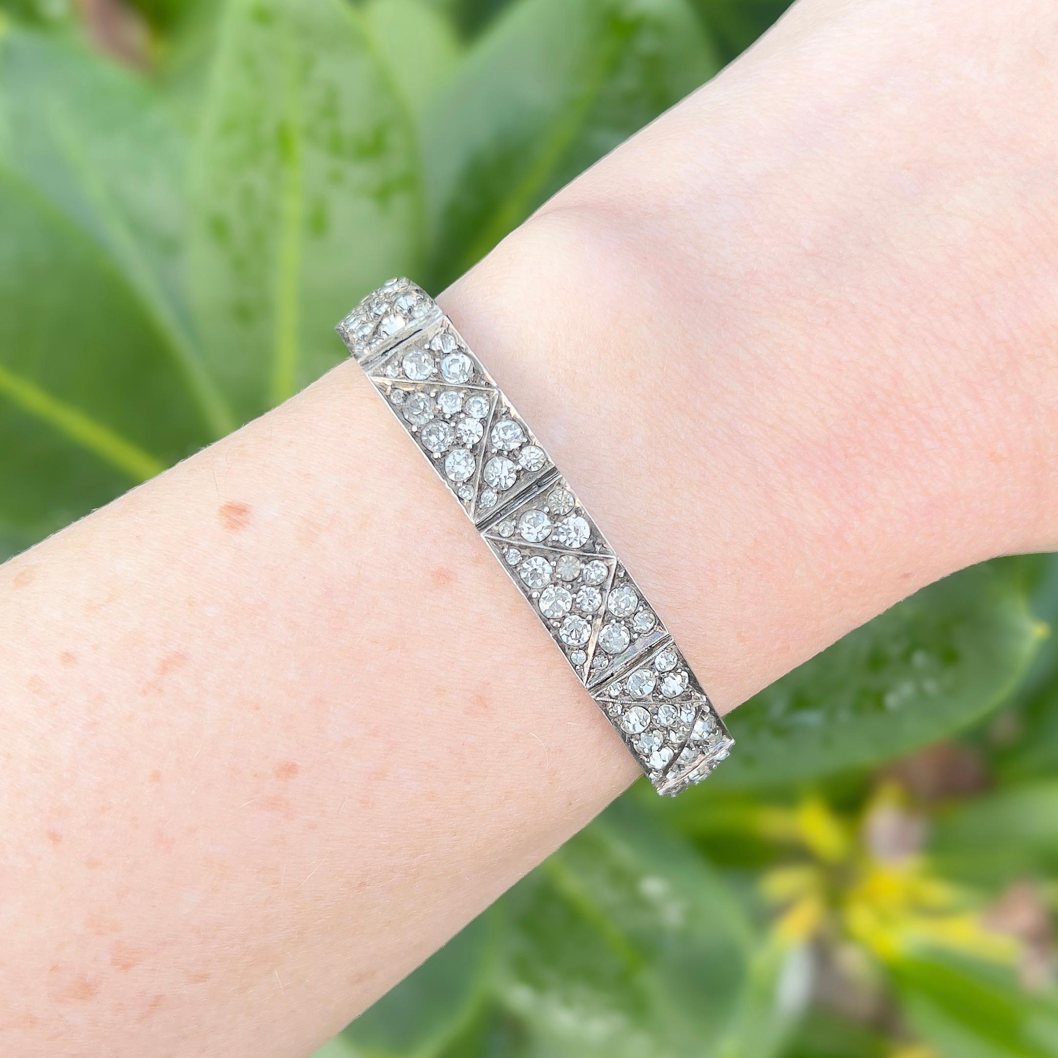 Women's Art Deco 1920s German Silver and Paste Vintage Bracelet For Sale