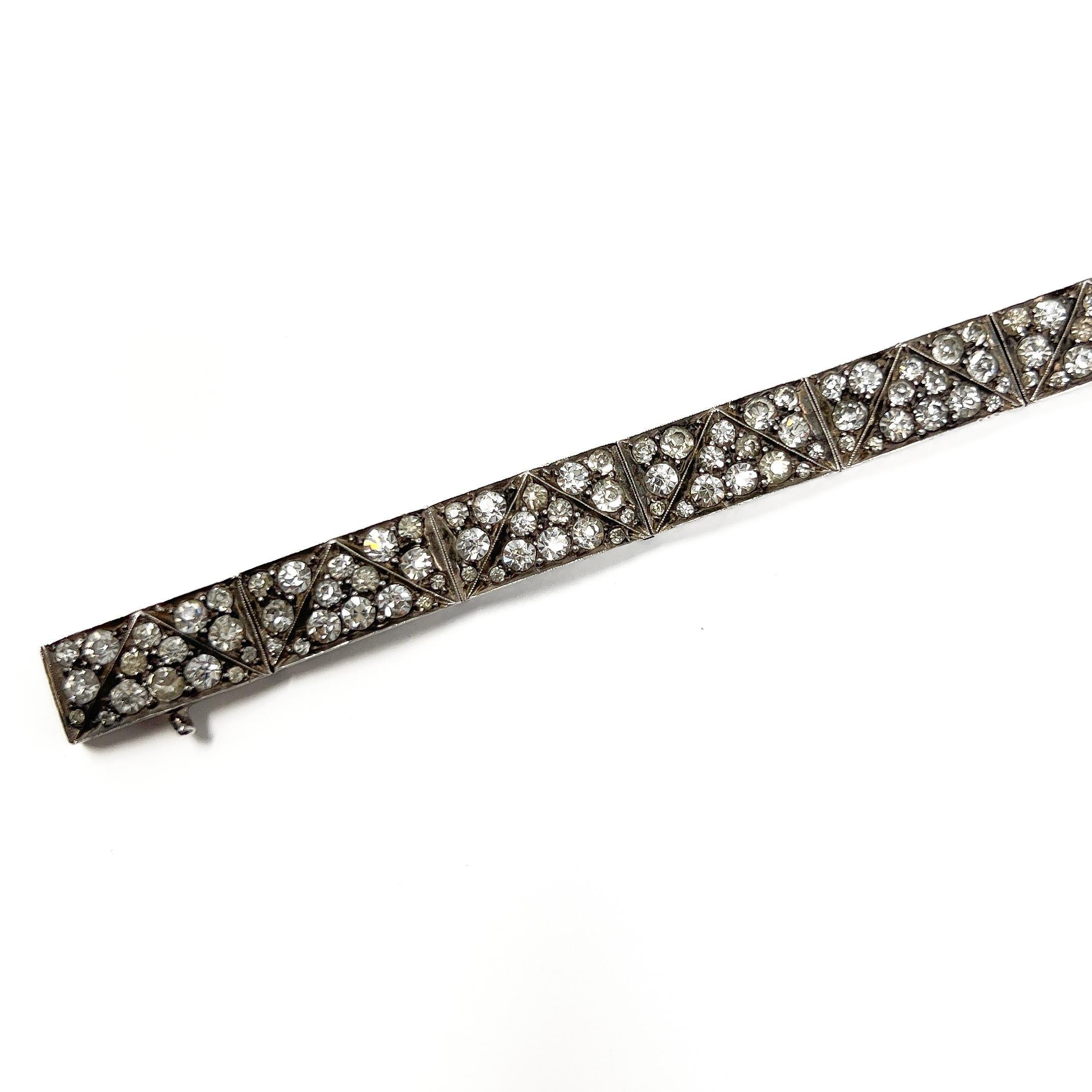 Art Deco 1920s German Silver and Paste Vintage Bracelet For Sale 1