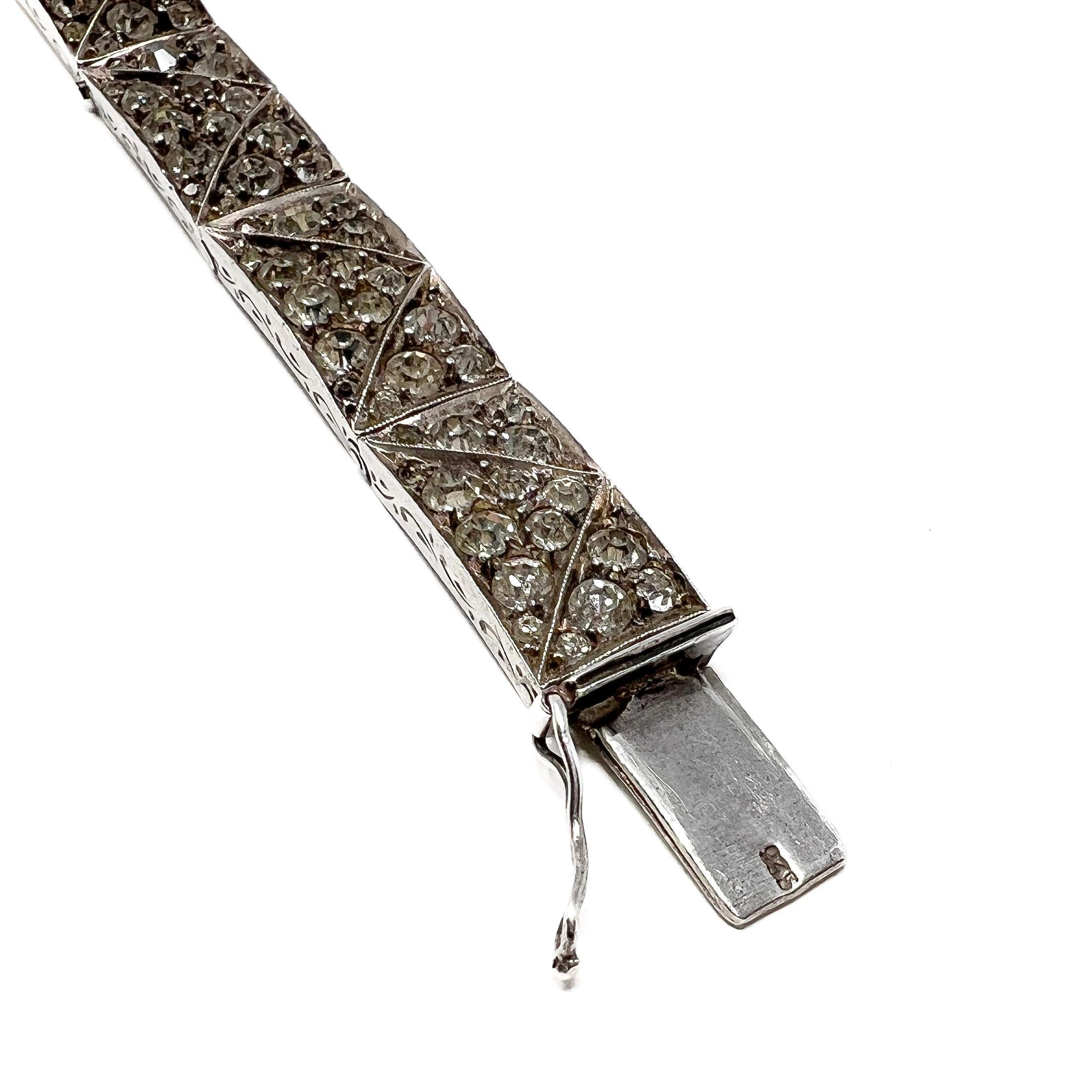 Art Deco 1920s German Silver and Paste Vintage Bracelet For Sale 5