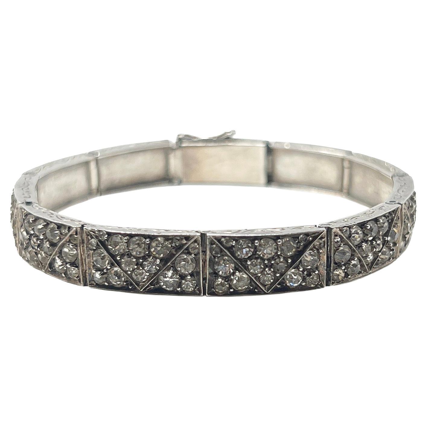 Art Deco 1920s German Silver and Paste Vintage Bracelet