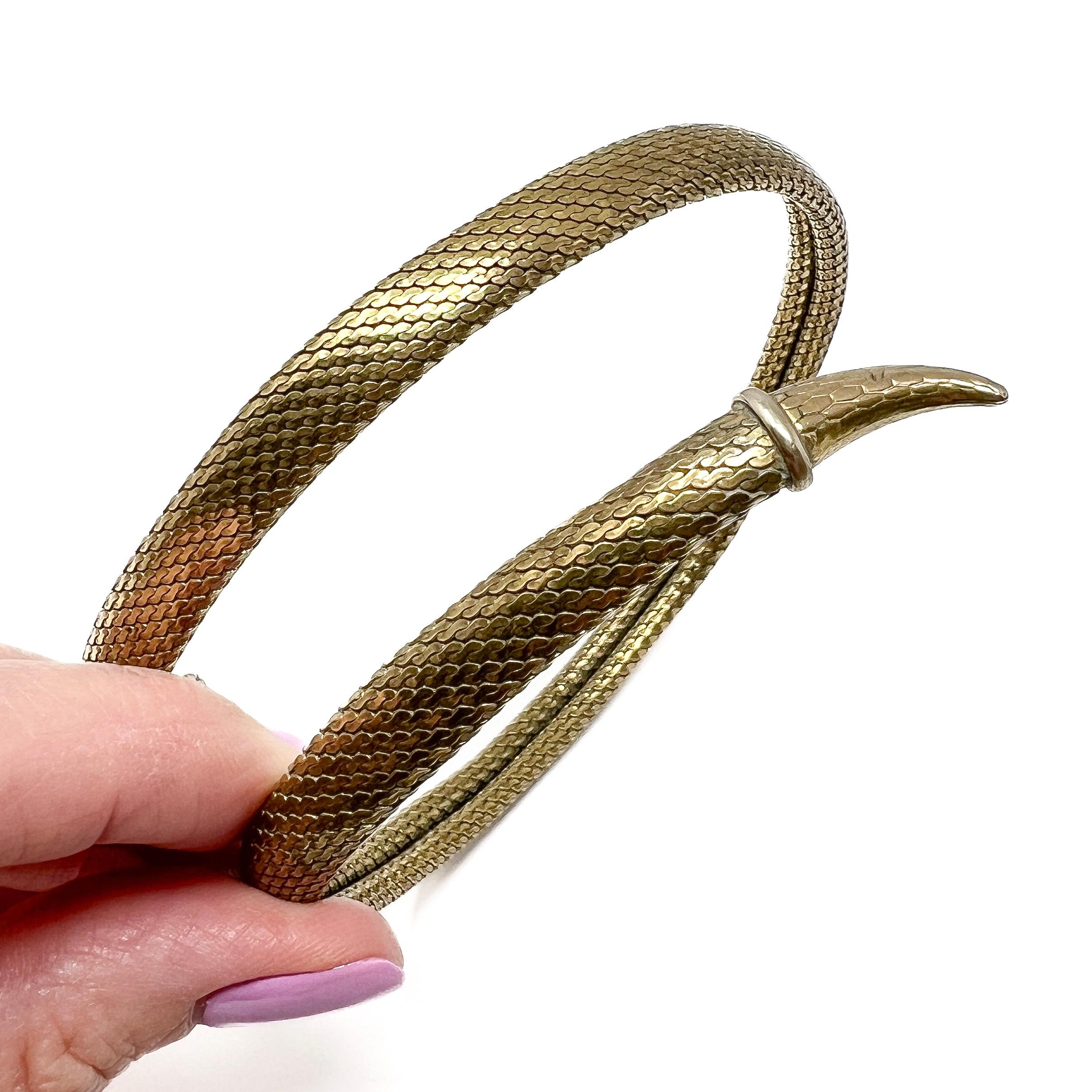 Art Deco 1920s Gold Plated Mesh Vintage Snake Choker For Sale 6