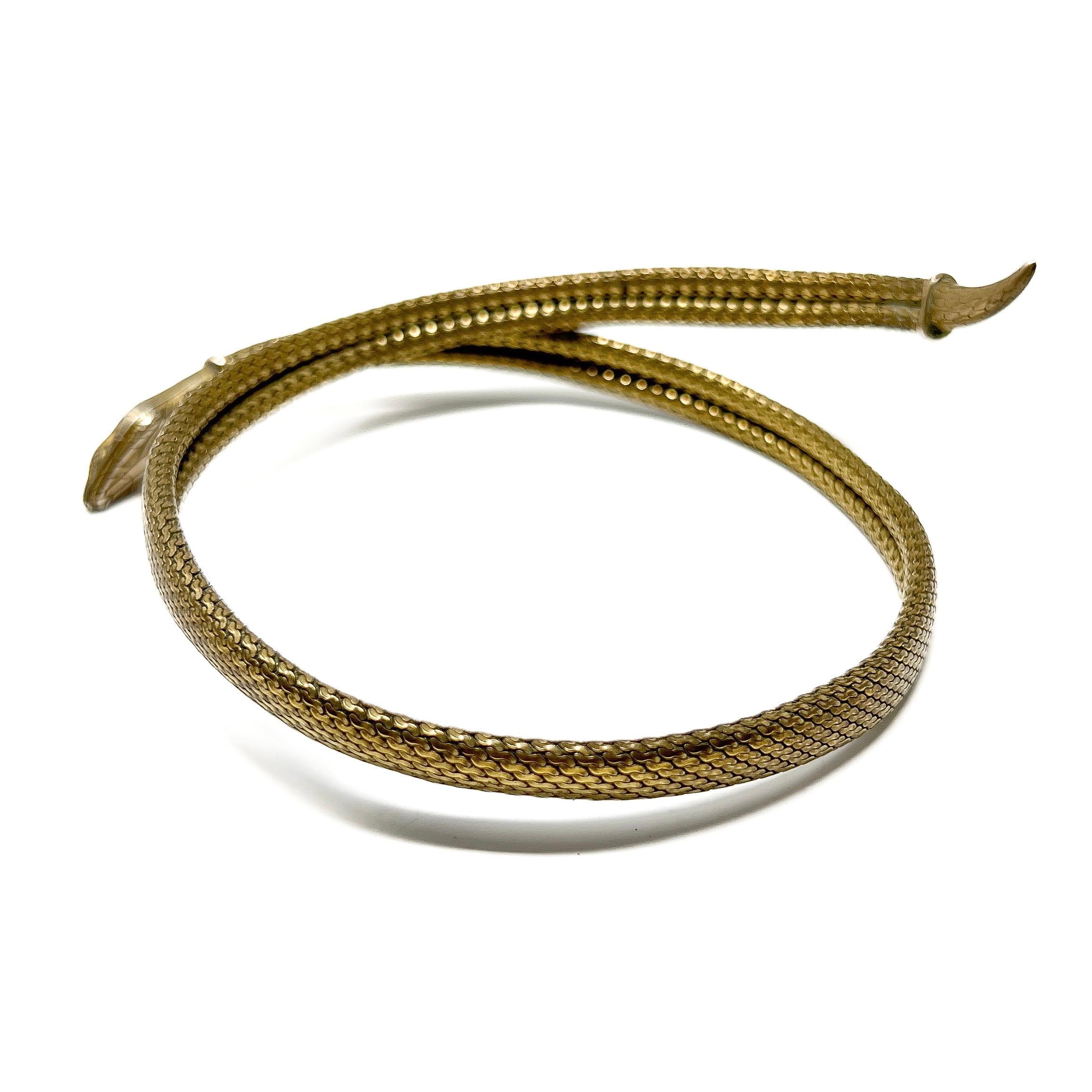 Art Deco 1920s Gold Plated Mesh Vintage Snake Choker For Sale 2