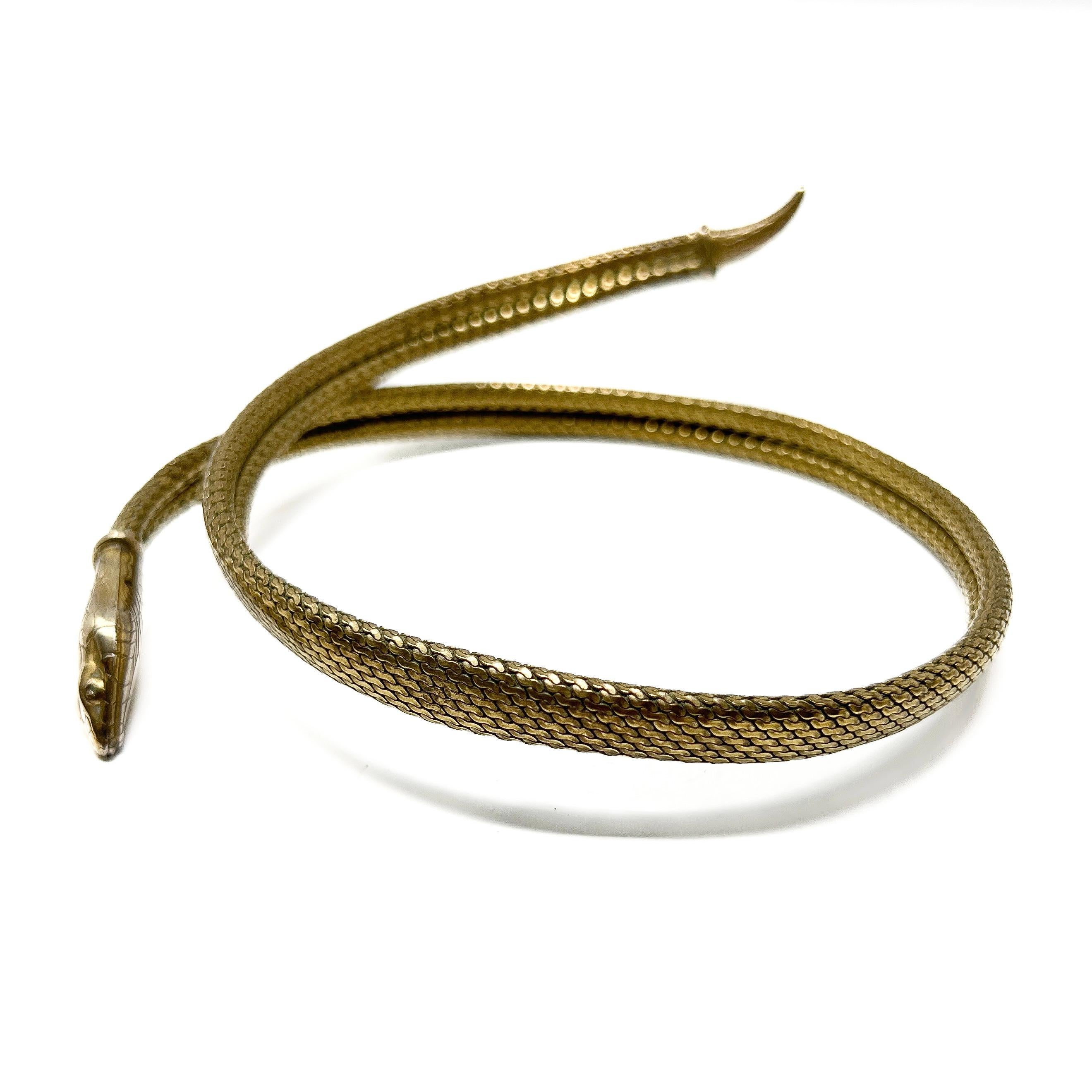 Art Deco 1920s Gold Plated Mesh Vintage Snake Choker For Sale 3