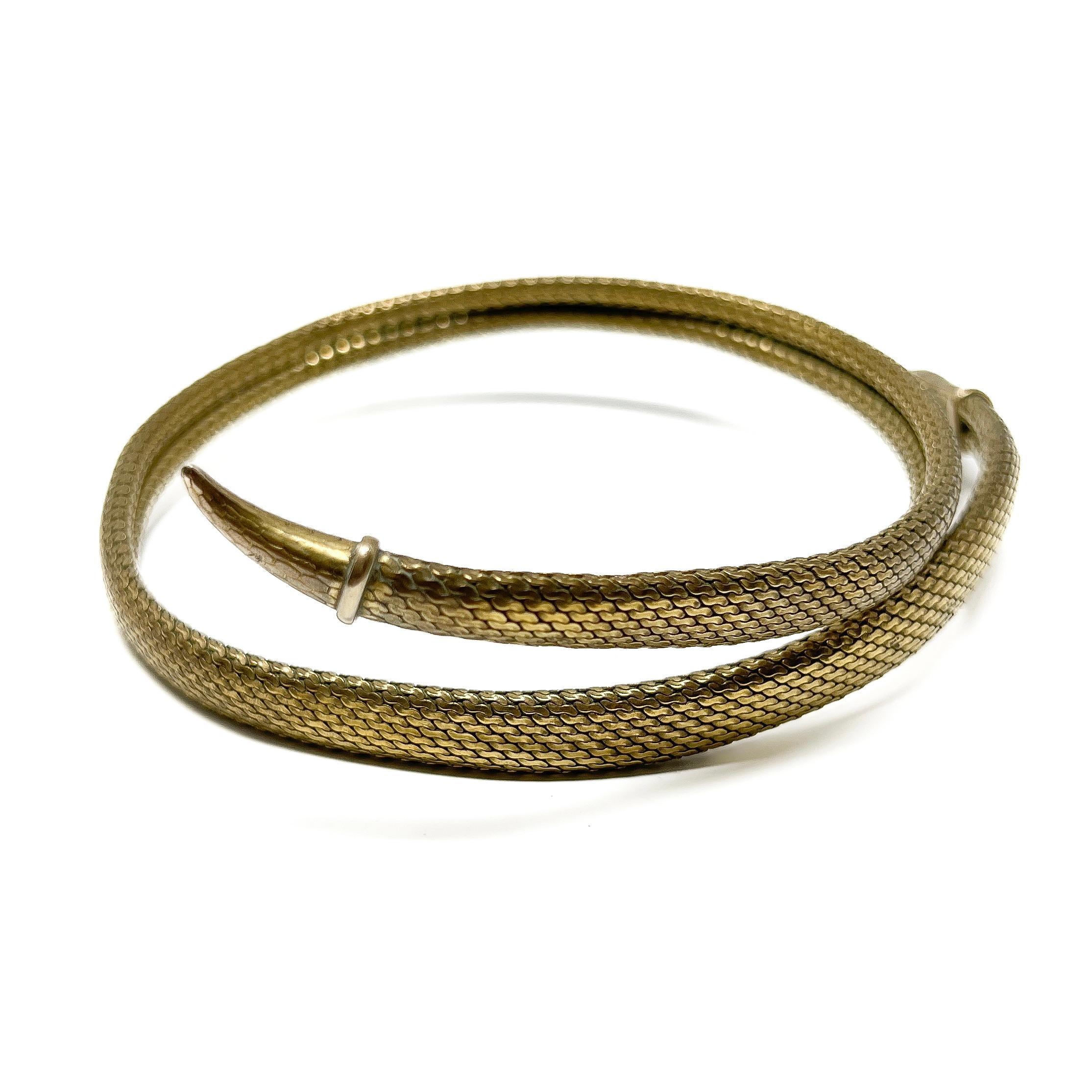 Art Deco 1920s Gold Plated Mesh Vintage Snake Choker For Sale 4