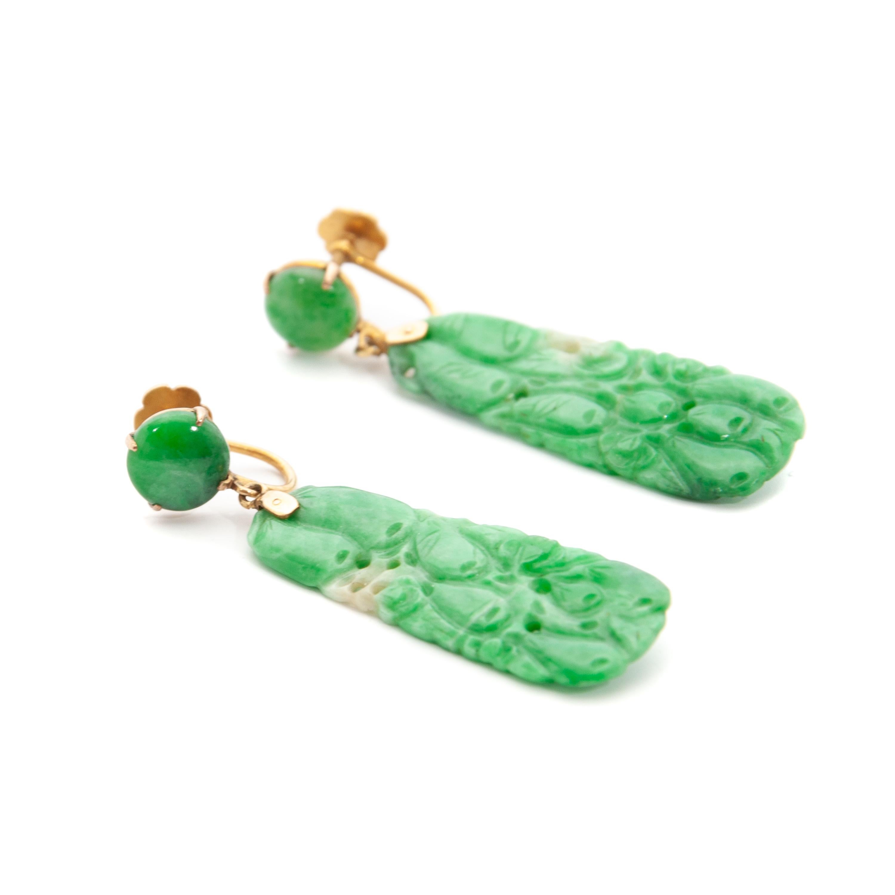 14k gold jade earrings