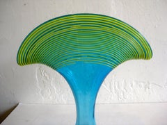 Art Deco 1920s Kralik Bohemian Czech Art Glass Threaded "Reeded" Fan Vase