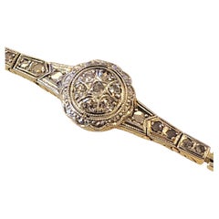Art Deco 1920er Jahre Alter Minenschliff Diamant Goldarmband