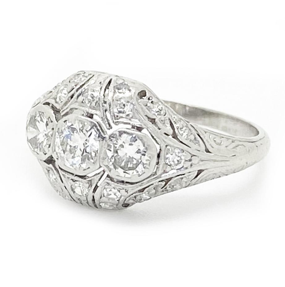 Women's Art Deco 1920s Platinum 0.62ct Diamond Engagement Ring For Sale