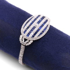 Art Deco 1920s Platinum & 14K Gold 6.5tgw Diamond & Sapphire Panel Bracelet