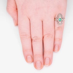 Art Deco 1920s Platinum & 18K Yellow Gold Emerald & Diamond Panel Ring