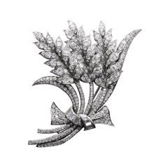 Art Deco 1920s Platinum Flower Bouquet brooch with 6.00 ct. diamonds