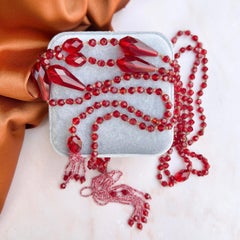 Art Deco 1920s Red Glass Vintage Tasseled Flapper Necklace