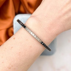 Art Deco 1920s Silver and Black Paste Vintage Bangle
