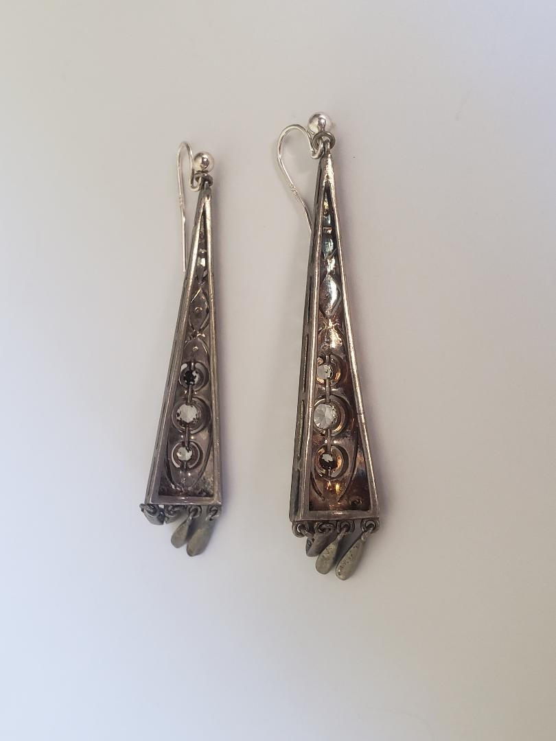 Art Deco 1920s Silver and Paste Drop Earrings In Good Condition In Boston, Lincolnshire