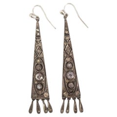 Art Deco 1920s Silver and Paste Drop Earrings